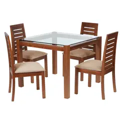 LATAM HOME - Juego De Comedor Barcelona 1000X1000 Silla Tenerife Tela Beige