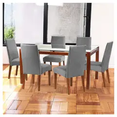 LATAM HOME - Juego De Comedor Barcelona 1600X1000 Silla Cadiz Tela Gris