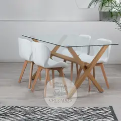 GENERICO - COMEDOR X 140X90 + 6 RADAR ECOCUERO BLANCO