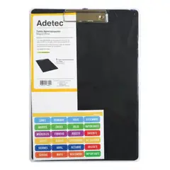 ADETEC - Tabla Apretapapel De Apoyo Oficio Plástico PVC Color Negro