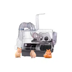 GENERICO - Jaula Hamster Casa 2 Pisos Jaula Armable Erizo Rueda Hamster