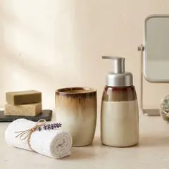 DECO EXPRESS - Set Dispensador y Vaso Cerámica Minimal