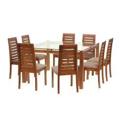 LATAM HOME - Juego De Comedor Barcelona 1400X1400 Silla Tenerife Tela Beige