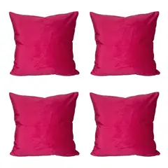 GENERICO - Funda Para Cojín Terciopelo Velvet Liso Pack De 4 Unidades Fucsia