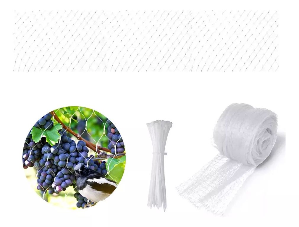 4 X 10 Mts Red Anti Pájaros + 100 Bridas Para Cables