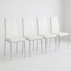 KLIK - Pack de 4 Sillas Dining Liana con patas cromadas - Blancas