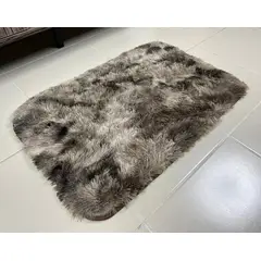 GENERICO - Alfombra Baja De Cama Peluda 100% Poliester 50x80cm Cafe Jaspeado