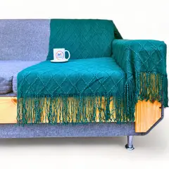 GENERICO - Manta Decorativa Tejida Estilo Nordico Para Sofa Sillon Cama Turquesa.