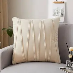 GENERICO - Funda De Cojin Terciopelo Pack 2 Unidades Con Diseño 45x45cm - Crema