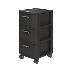 QRUBBER - Cajonero 3 Niveles Infinity Rattán Marrón MQ