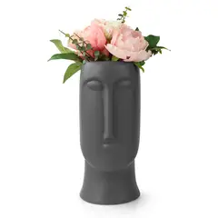 DANNY HOME - Macetero Cara Humana Estilo Nordico Negro de Ceramica