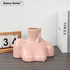 DANNY HOME - Macetero Cuerpo Humano Estilo Nordico Rosado de Ceramica