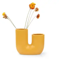 DANNY HOME - Macetero Forma U Amarillo de Cerámica Estilo Nórdico