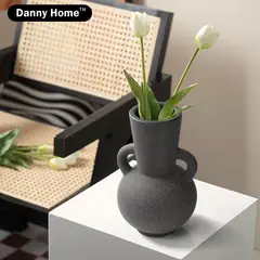 DANNY HOME - Maceta Dobre Asa Estilo Nordico Negro de Ceramica