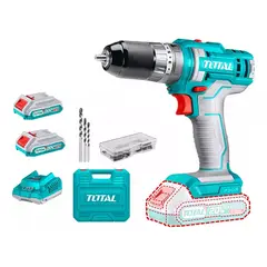 TOTAL TOOLS - Taladro Atornillador Percutor 20v 10mm 2bat+carg Tidli201452
