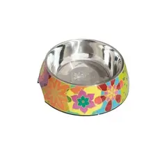 MASCAN - Plato Melamina Motivo Redondo Amarillo Talla S Perro