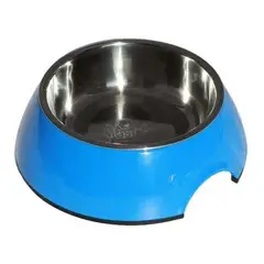 MASCAN - Plato Melamina Sólido Redondo Azul Talla M Perro
