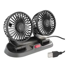 IMPORTCLICK - Mini Ventilador Automóvil USB Doble 5 Aspas Portátil Negro