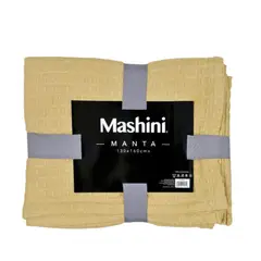 MASHINI - Manta cuadrados color mostaza