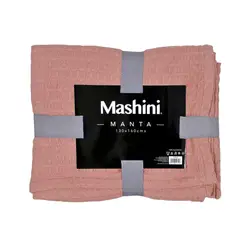 MASHINI - Manta cuadrados color Coral