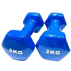 AK SPORT - Pack de mancuerna hexagonal de vinilo 2 kg azul