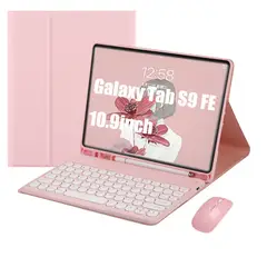 SHARGE - Teclado y Ratón Bluetooth para Galaxy Tab S9 FE 10.9in Rosa Español.