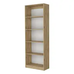 FMFURNITURE - Biblioteca Estante 5 Repisas Melamina - Café Claro 180.6x62.8x29 cm