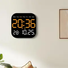 OEM - RELOJ DIGITAL DE PARED CUADRADO CON CONTROL REMOTO NARANJA