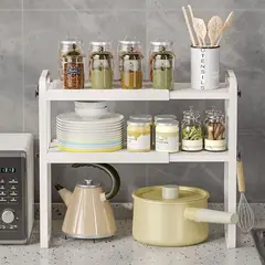 SANTU HOME & DECO - Estante Organizador Extensible Para Cocina 2 Niveles Blanco