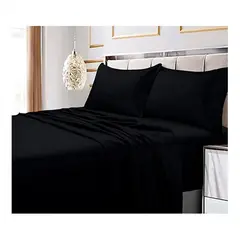 GENERICO - Juego De Sabana 144 hilos (Queen) Excelente Calidad - Negro - 2 plazas