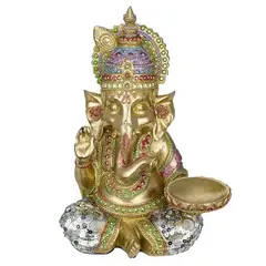 GENERICO - Figura Ganesh Sentado Porta Velas - PoliResina