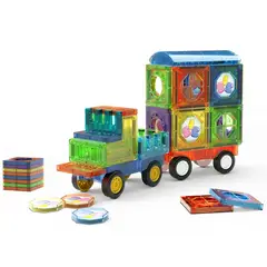 SPACEZAT - Tren Bloques Magneticos de Construcción Didácticos 43 Pzs