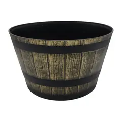 GENERICO - Macetero Plastico Diseño Efecto Barril De Madera Maceta L