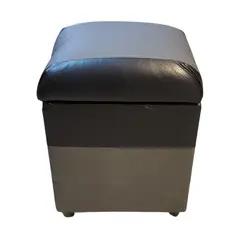 GENERICO - Pouf Baul Gris Bicolor Eco Cuero 40x33x45 Rimar