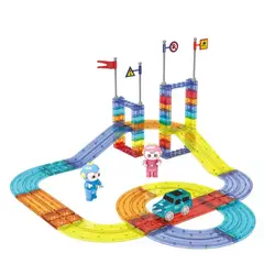 SPACEZAT - Bloques de Construcción Pista de Autos Magnética 63pcs