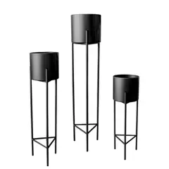 GENERICO - Macetero Macetas Pedestal Negro Set de 3 Piezas