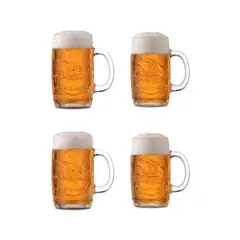 IMPORTCLICK - Set 4 Vasos Choperos Cervecero Bonn Vidrio 400 ML - Blanco