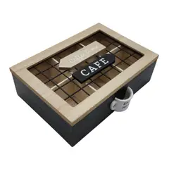 GENERICO - Caja De Te 6 Divisiones Tapa Con Diseño Decorativa Decohogar