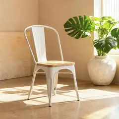 VENHOOUSE - Silla Tolix Con Asiento De Madera Blanca