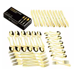 MUNDO MAGIA - Set 48 Piezas Cubiertos Cuchillería Acero Inoxidable