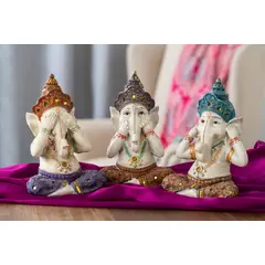 GENERICO - Set figuras Ganesha Ciego Sordo y Mudo Poliresina