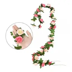 LISM - Flores Artificiales 10 Rosas Enredadera 2.3m Decoracion 317006