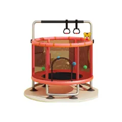 LUBABYCAS - Cama Elástica 150cm Con Barra de Ejercicio Roja