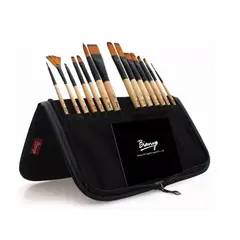 GENERICO - Set Pinceles 14 Unidades Mango De Madera Con Estuche