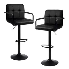 HOMELY - Pack x2 Sillas De Bar Piso Taburete Comfort 61-81CM Negro