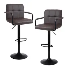 HOMELY - Pack x2 Sillas De Bar Piso Taburete Comfort 61-81CM Café