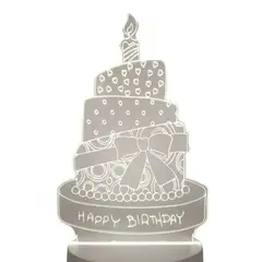 OEM - Lampara 3D USB Luz Feliz Cumpleaños Torta