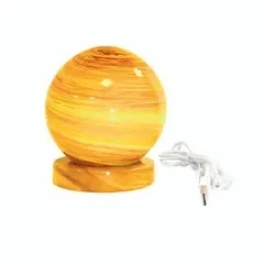 OEM - Lámpara 3D Vidrio Base Madera USB Puesta de Sol