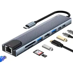 LINKON - Hub Adaptador Usb Tipo C 8 En 1 Para Mac Macbook Win