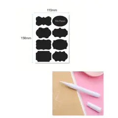 GENERICO - 80 Etiquetas Pizarra Adhesivas 5 * 3,5 Cms + Lápiz Tiza